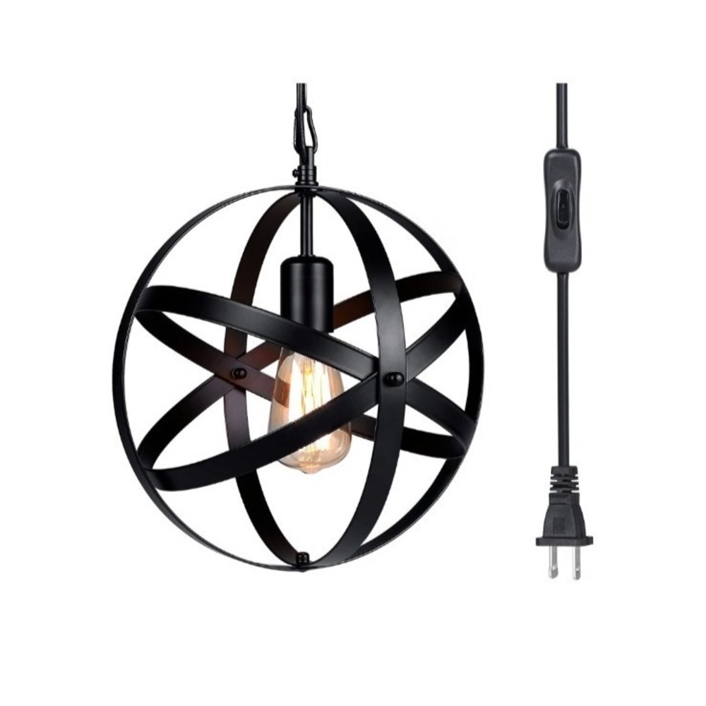 Tomshine Pendant Light Plug in Hanging Light Black Set of 2 Light Fixtures